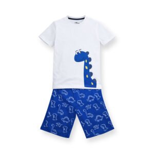 Dino Blue White Summer Set (T-Shirt + Shorts)
