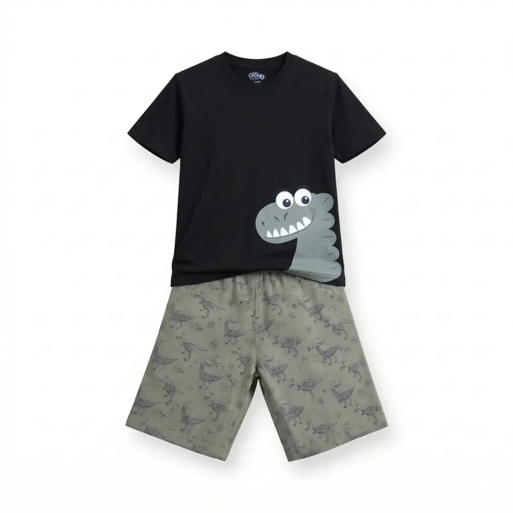 Dino Green Black Summer Set (T-Shirt + Shorts)