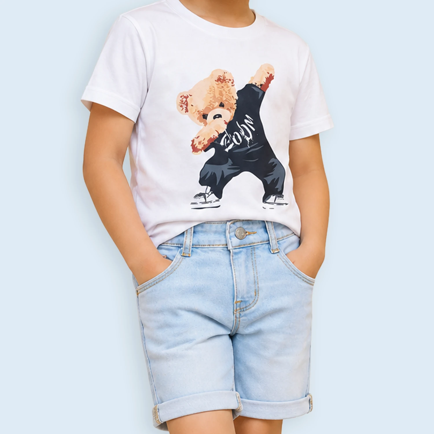 Sky Blue Boys Denim Shorts – Casual Summer Wear - Image 4
