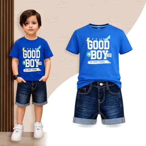 Good Boy Set + Dark Blue Denim Shorts (Combo)