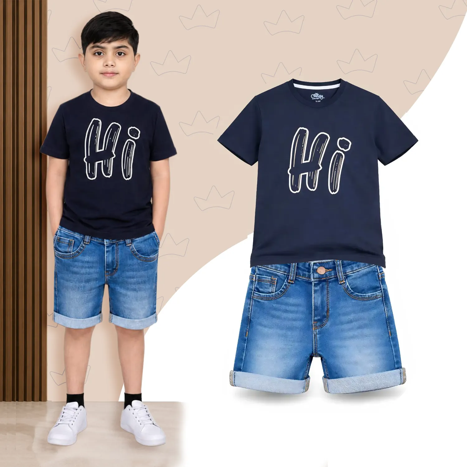 Hi Set + Light Blue Denim Shorts (Combo)