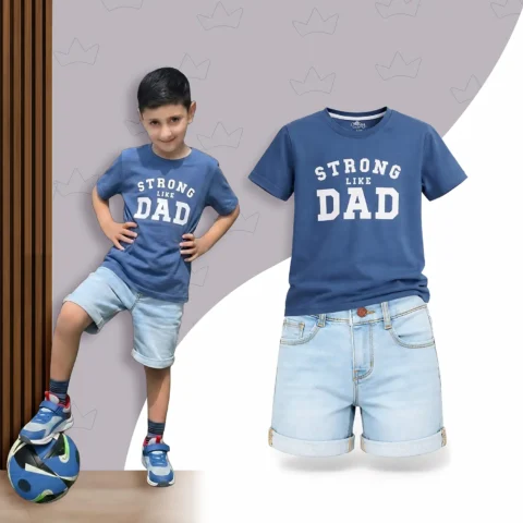 Strong Like Dad Set + Denim Shorts (Combo)