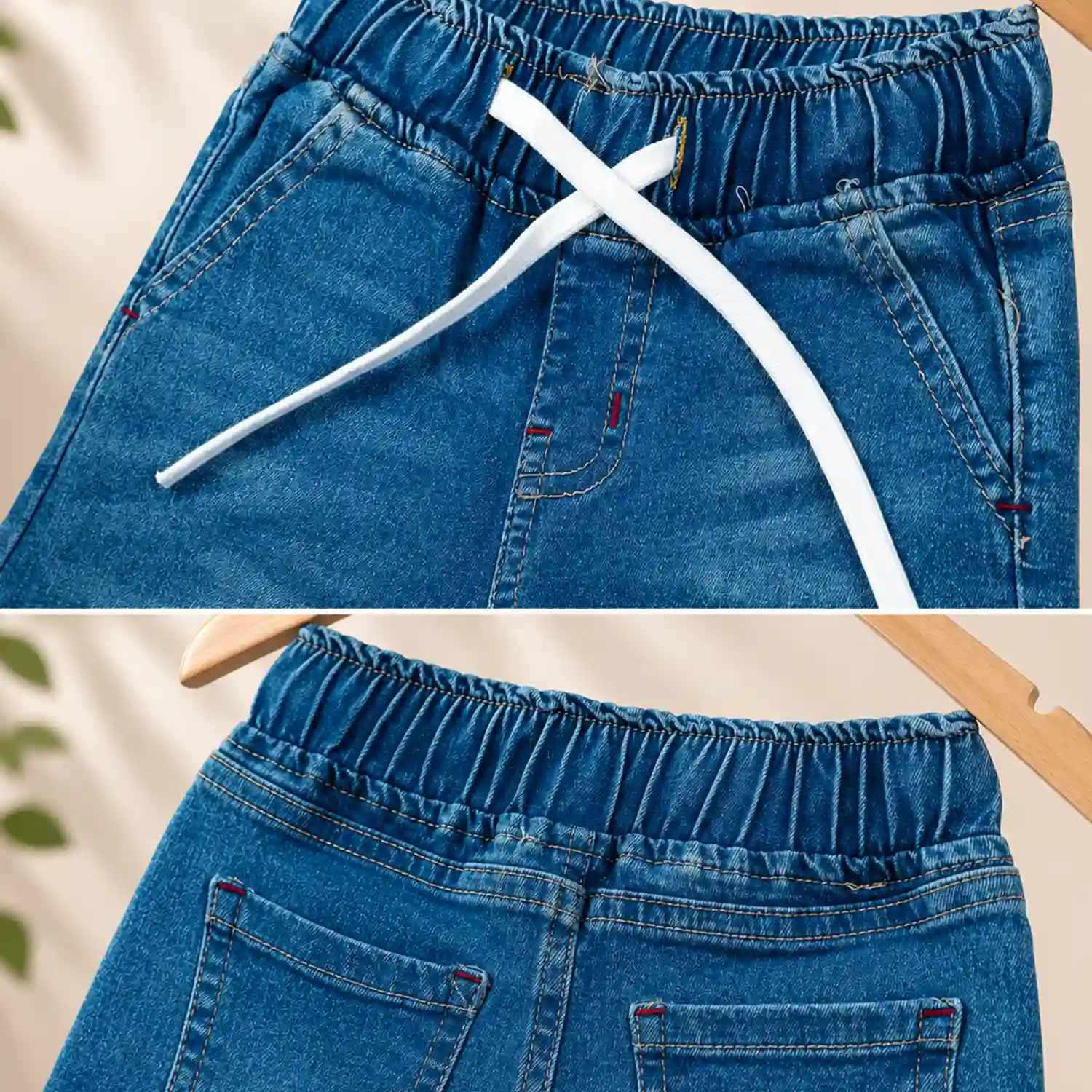Light Blue Boys Elastic Denim Shorts – Casual Summer Wear - Image 3