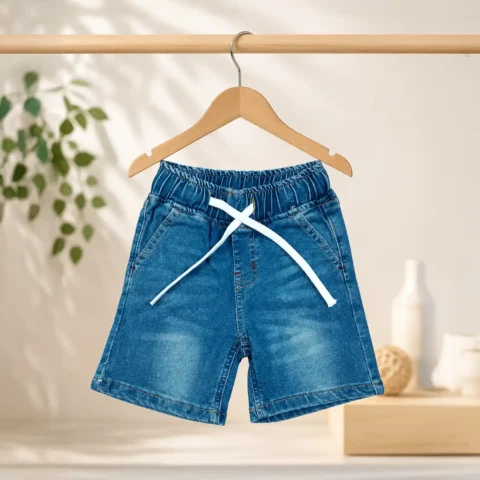 Light Blue Boys Elastic Denim Shorts – Casual Summer Wear