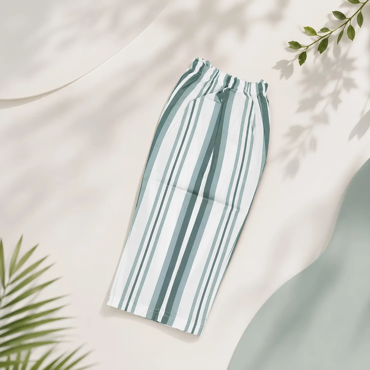 Boys Green Striped Night Suit - Image 4