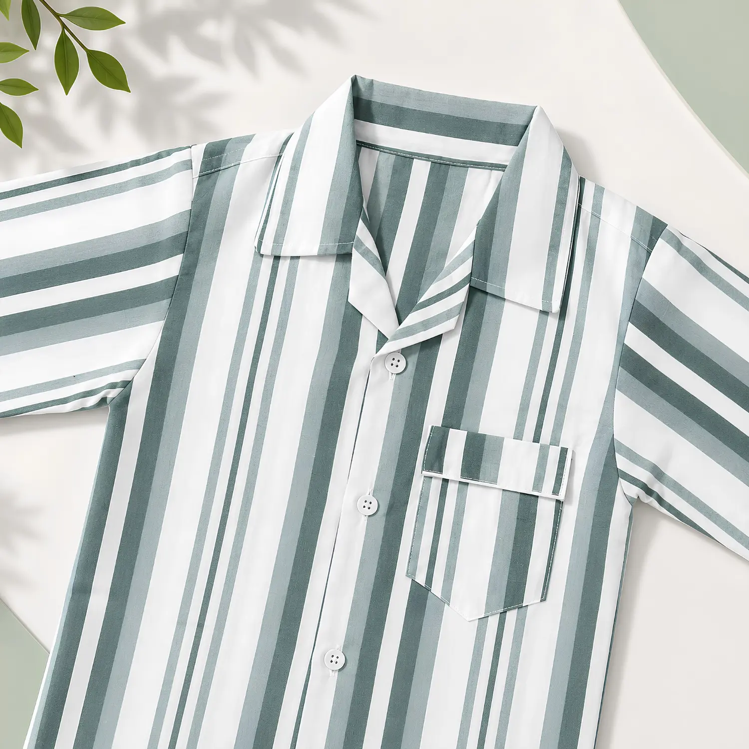 Boys Green Striped Night Suit - Image 3