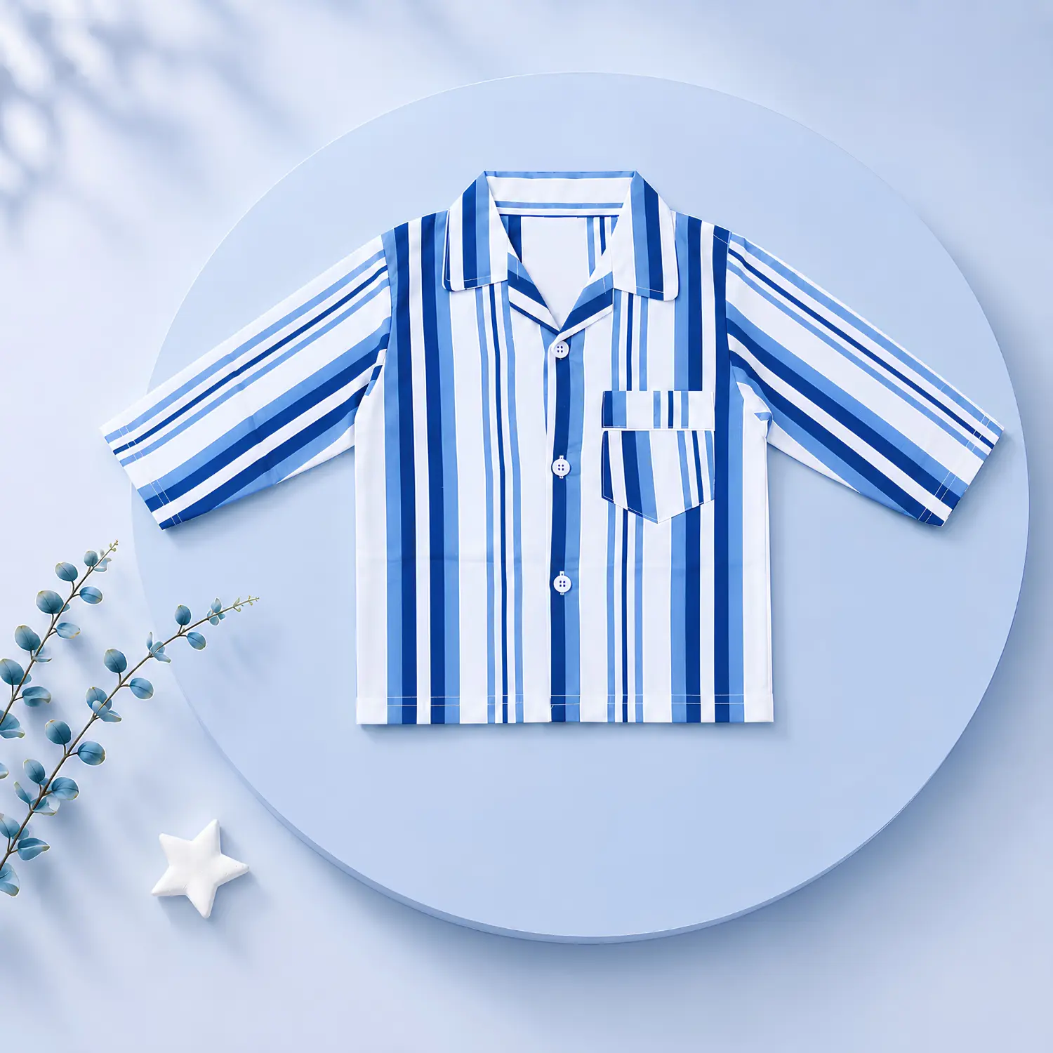 Boys Blue Striped Night Suit - Image 2