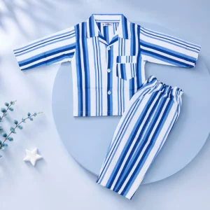 Boys Blue Striped Night Suit