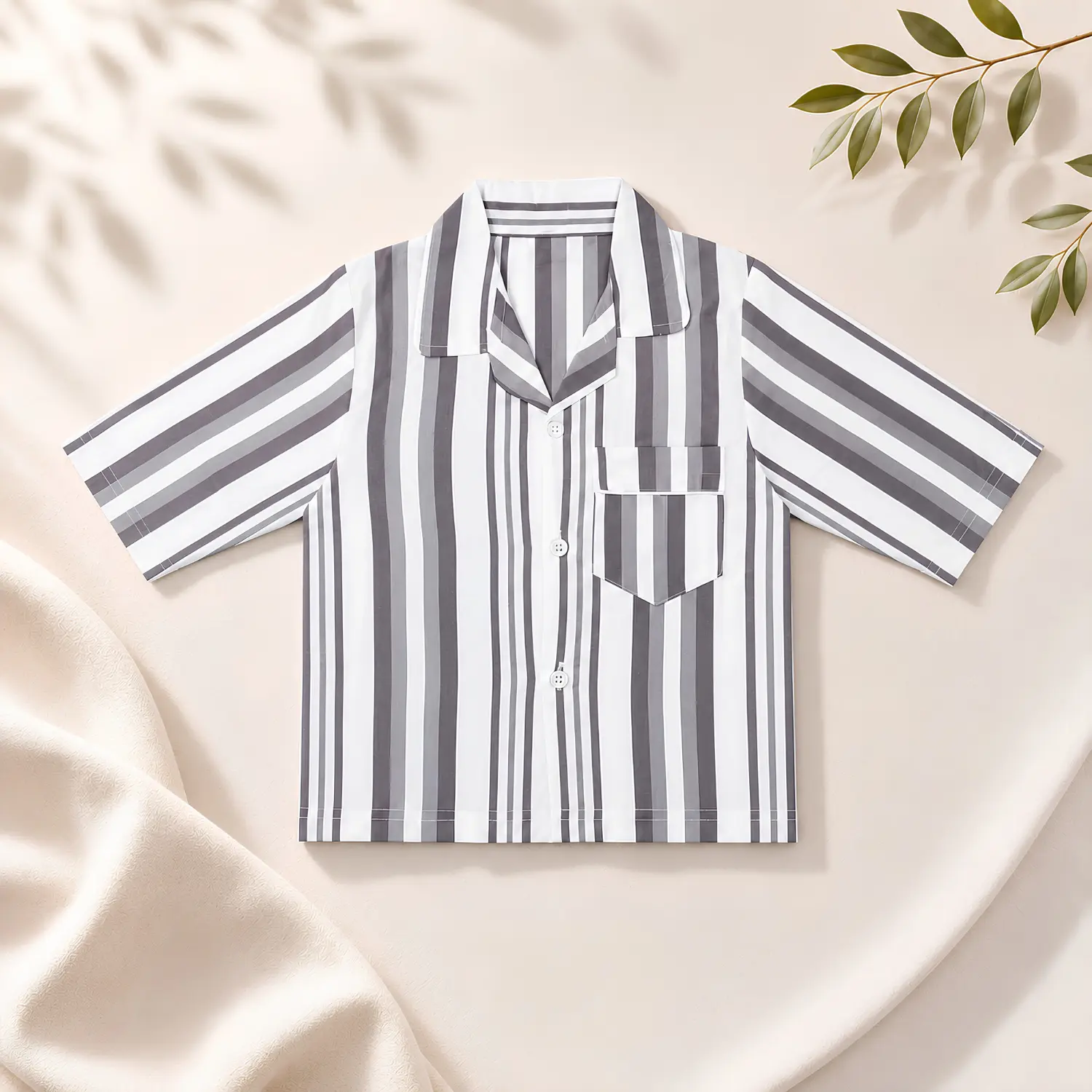Boys Brown Striped Night Suit - Image 3