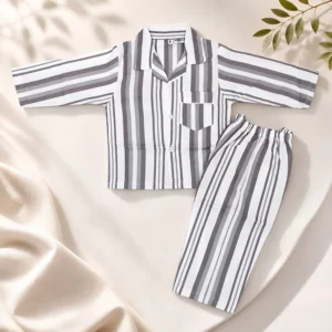 Boys Brown Striped Night Suit
