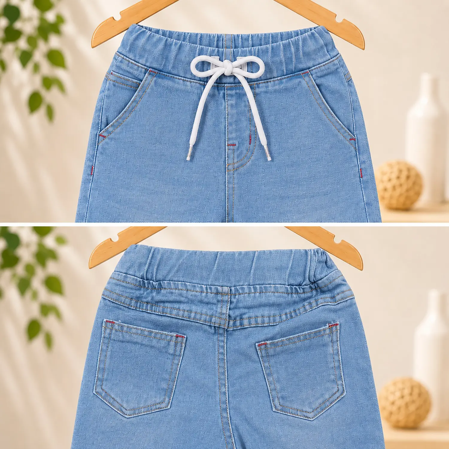 Sky Blue Boys Elastic Denim Shorts – Casual Summer Wear - Image 3
