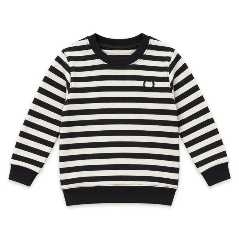Boys Black & Soft White Striped Sweatshirt