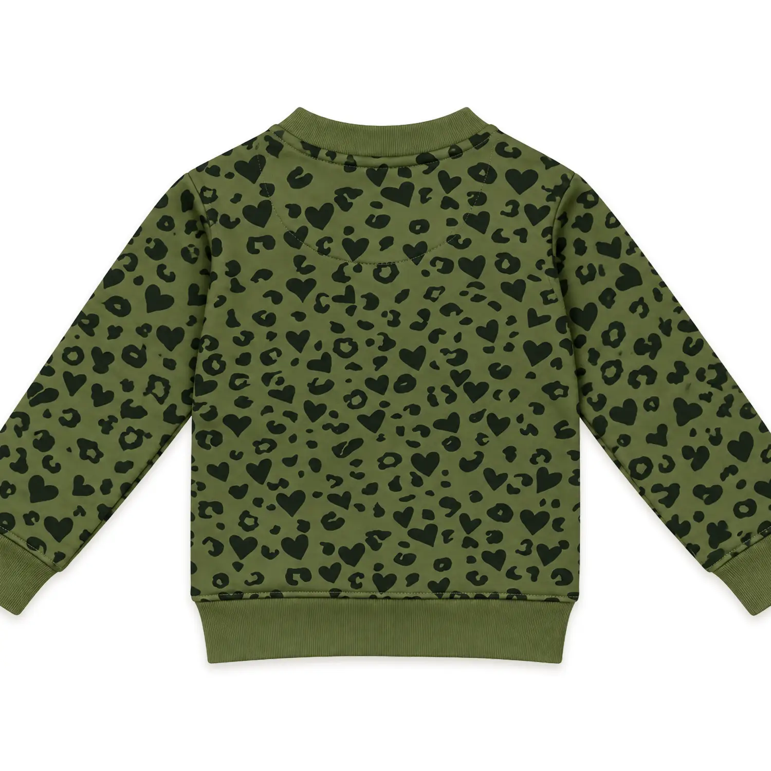 Girls Olive Green Heart Sweatshirt - Image 2