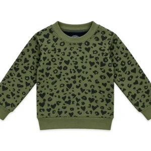 Girls Olive Green Heart Sweatshirt