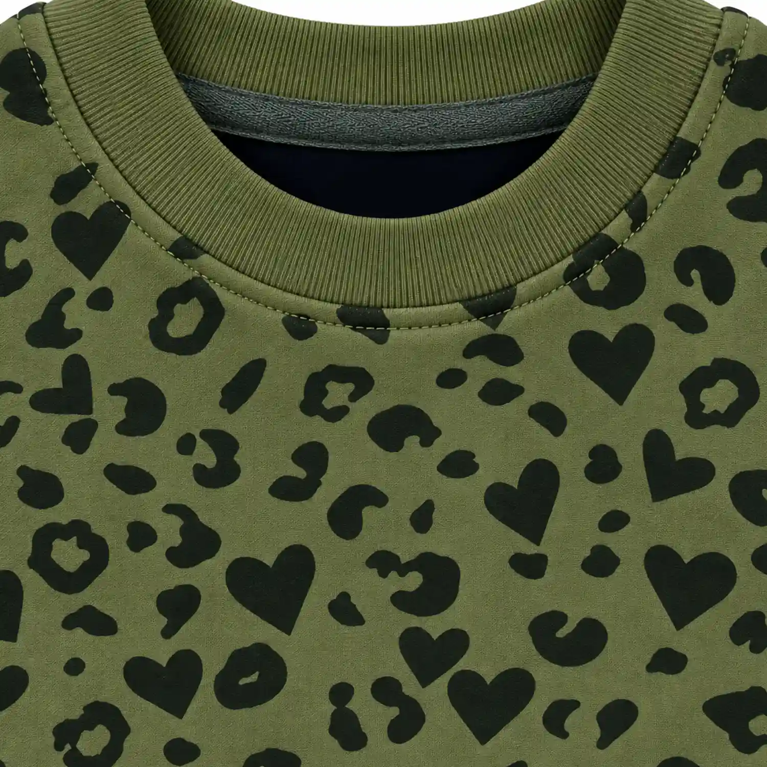 Girls Olive Green Heart Sweatshirt - Image 3
