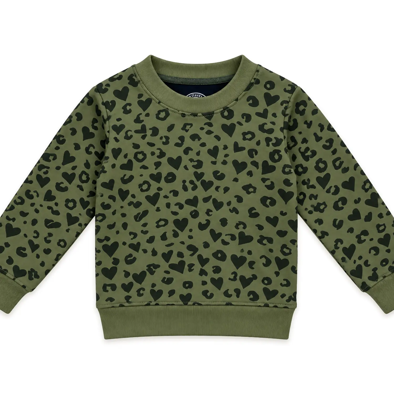 Girls Olive Green Heart Sweatshirt