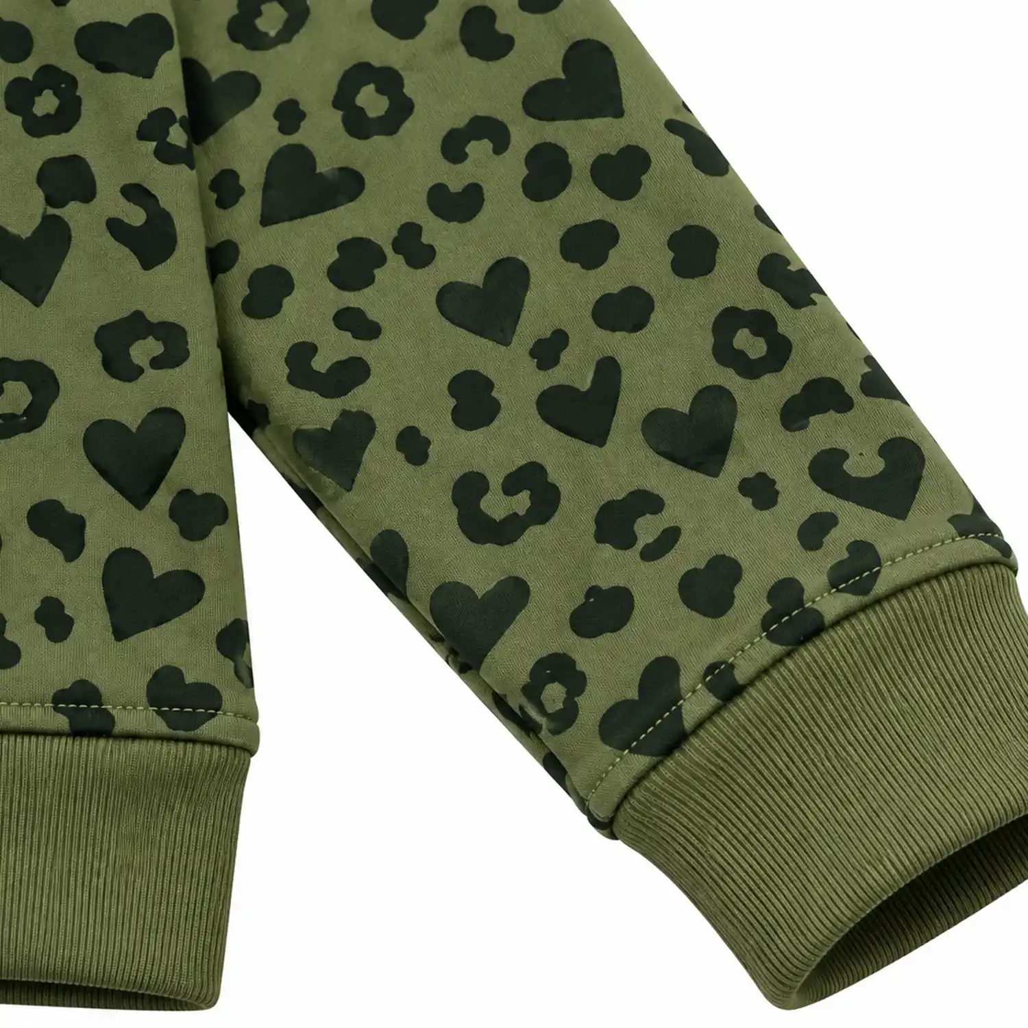 Girls Olive Green Heart Sweatshirt - Image 4