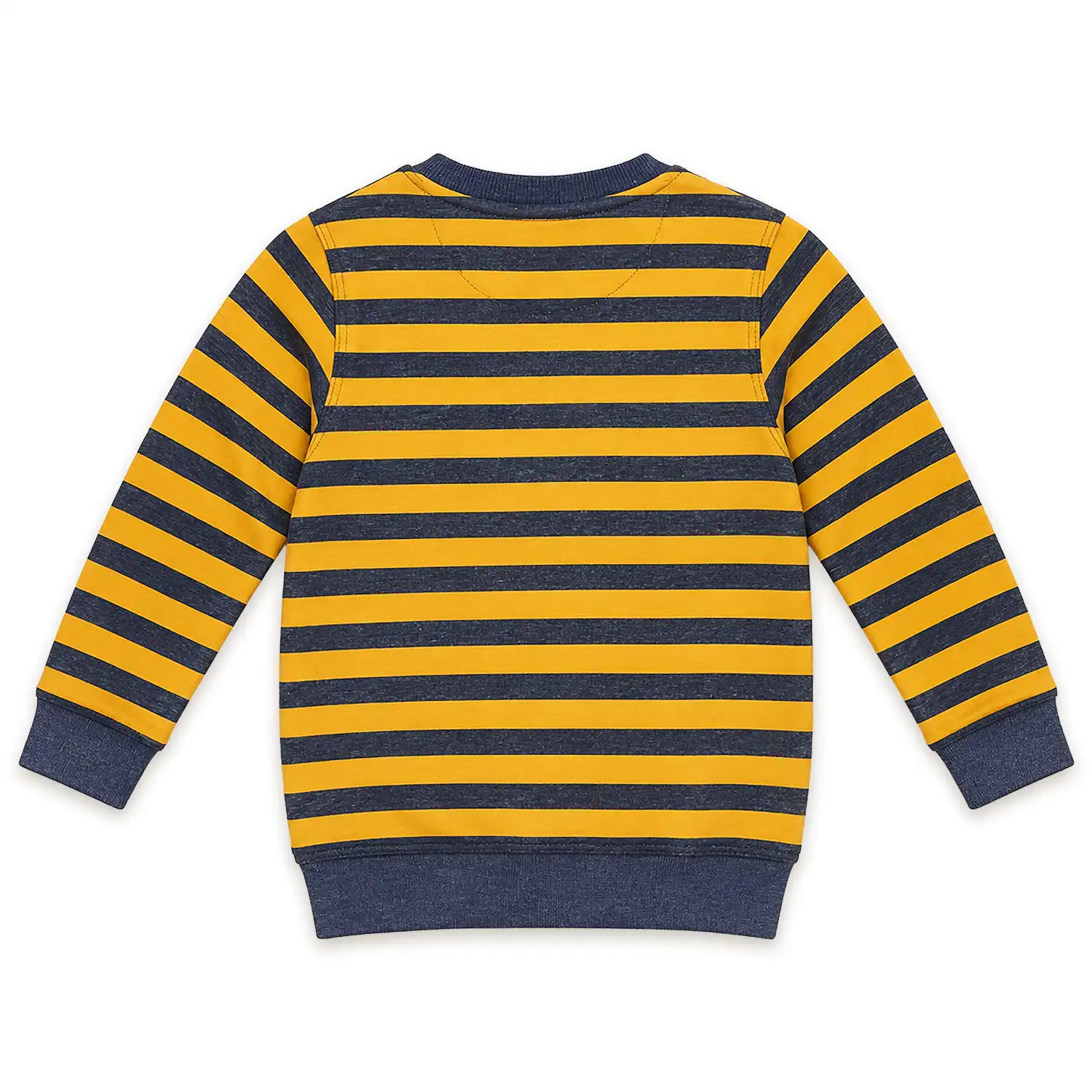 Boys Mustard Yellow & Navy Blue Striped Sweatshirt - Image 2