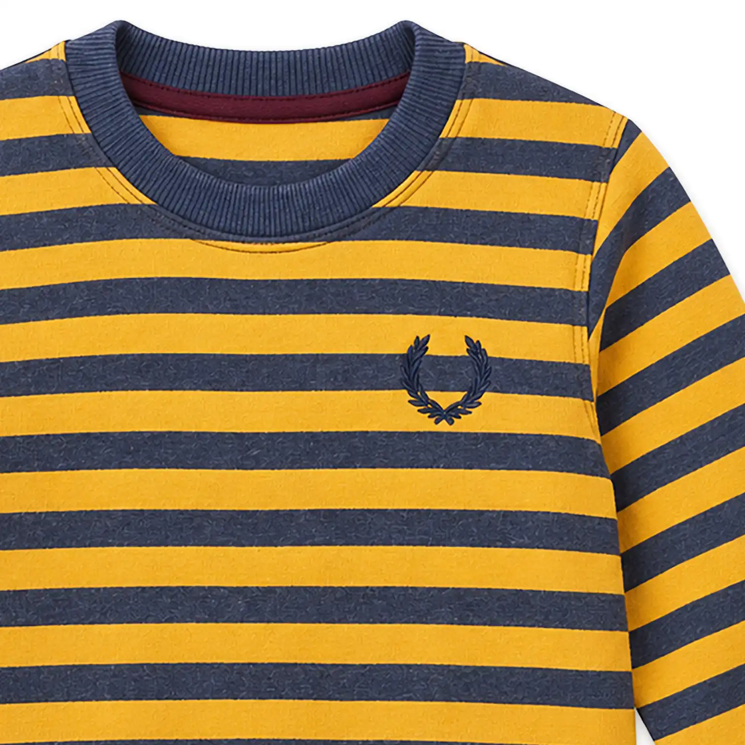 Boys Mustard Yellow & Navy Blue Striped Sweatshirt - Image 3