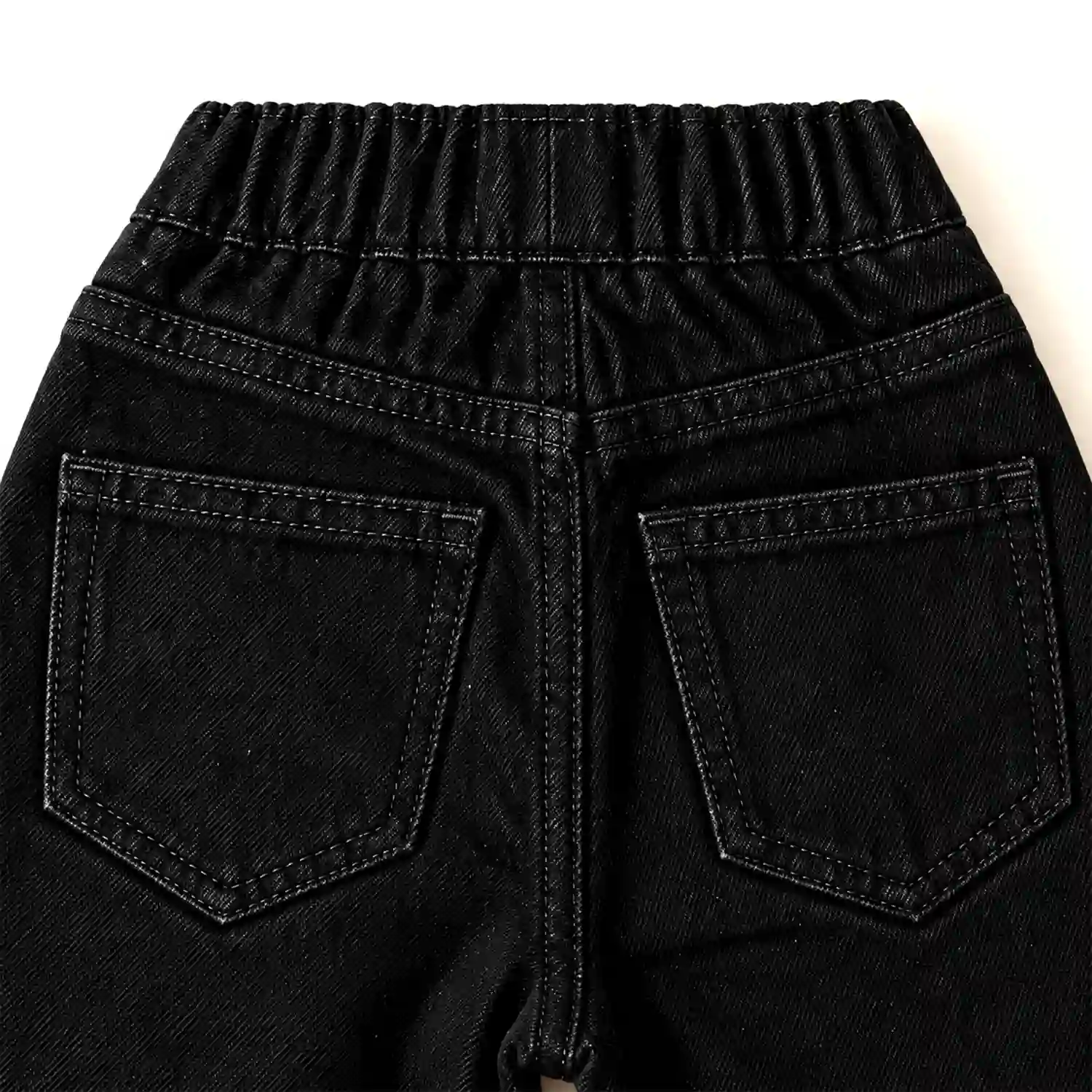 Girls Black Baggy Denim Pant with Embroidery - Image 4