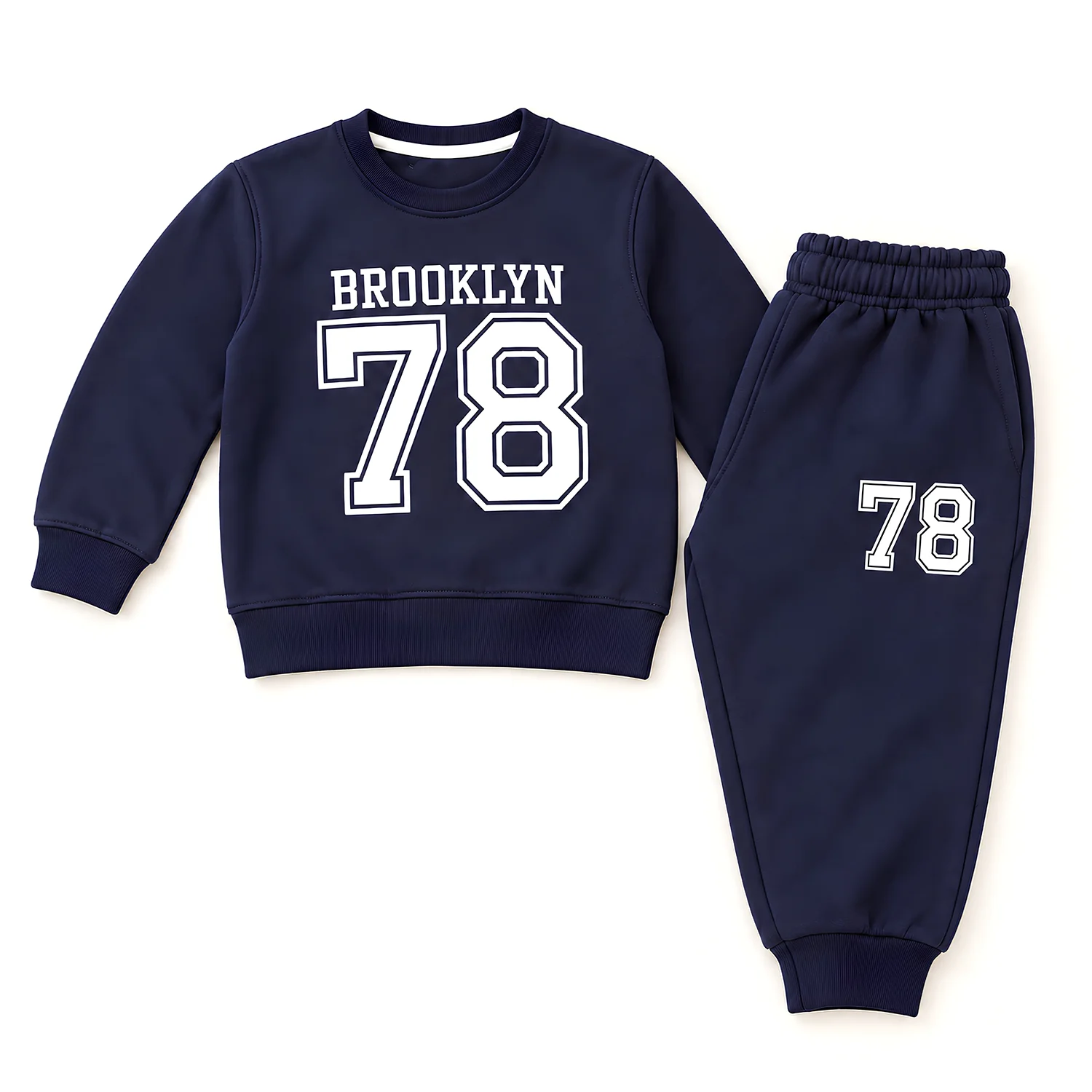 Navy Blue Boys Tracksuit Set with Brooklyn 78 Print