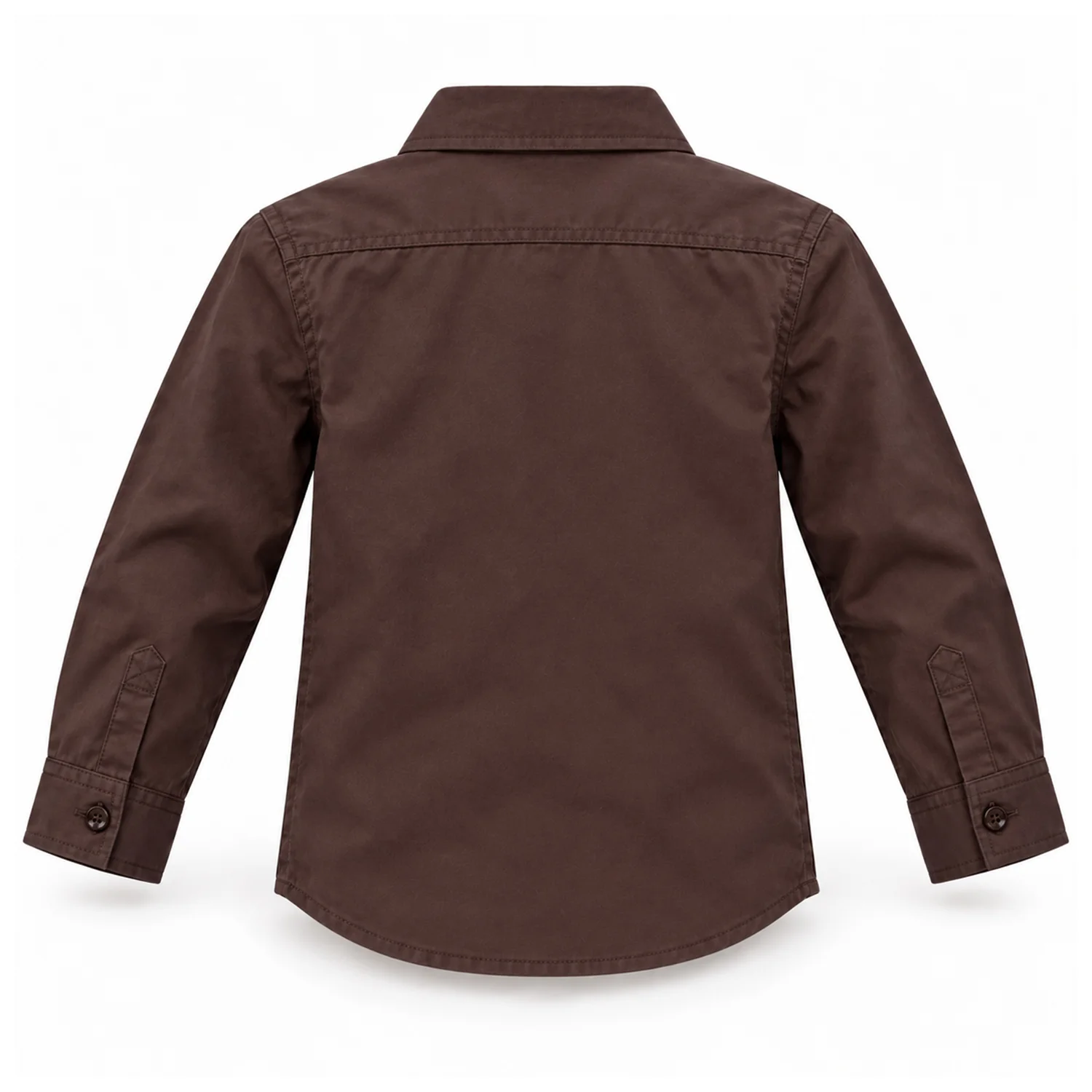 Boys Chocolate Brown Paper Cotton Shirt - Image 2