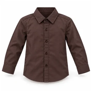 Boys Chocolate Brown Paper Cotton Shirt