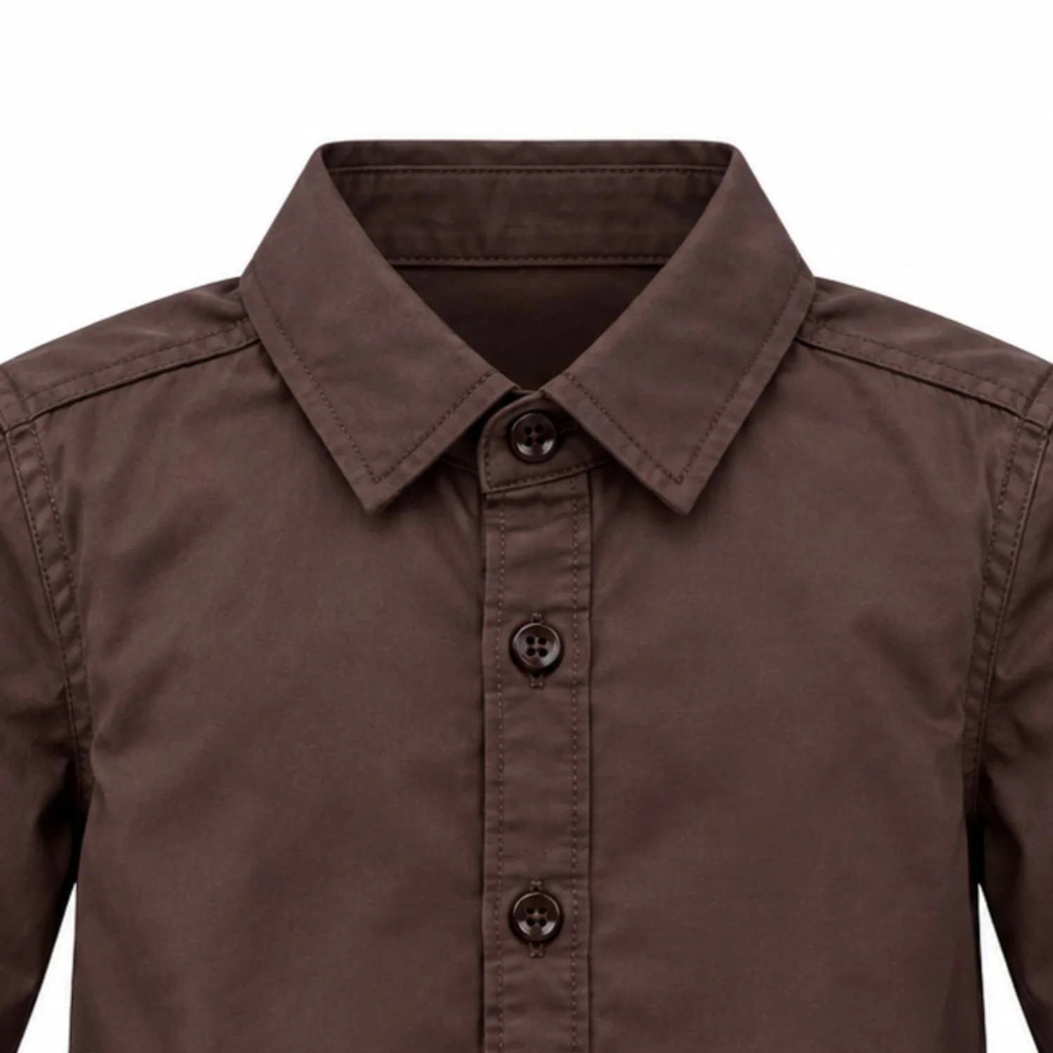 Boys Chocolate Brown Paper Cotton Shirt - Image 3