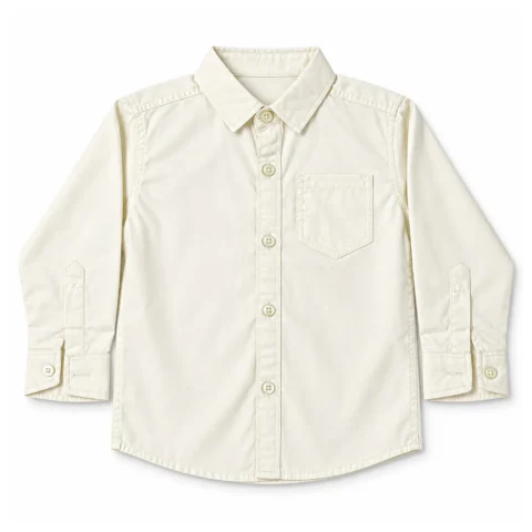 Boys Soft Cream Paper Cotton Shirt