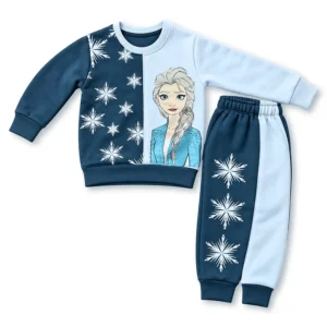 Girls Elsa Printed Winter Tracksuit Set – Sweatshirt & Trouser
