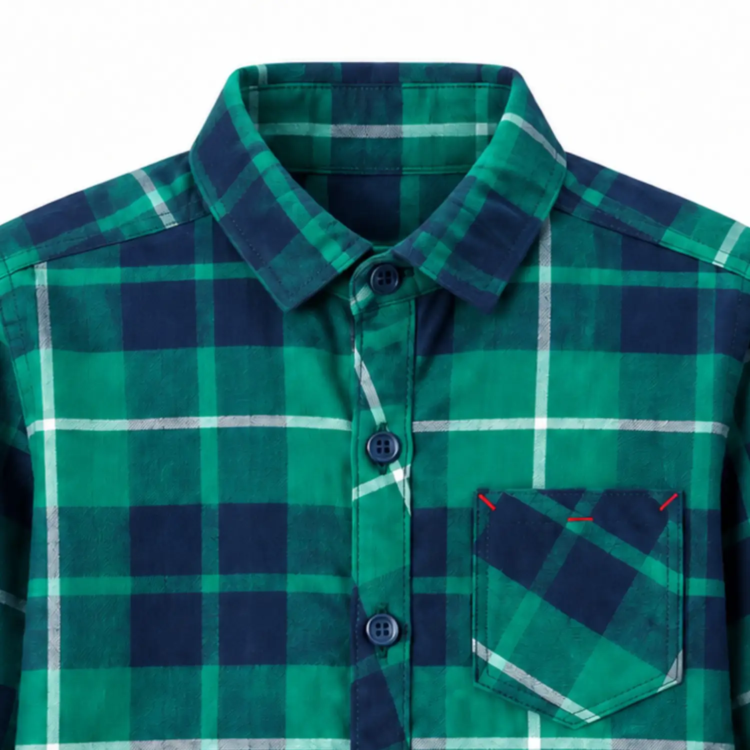 Boys Green & Blue Check Cotton Twill Shirt - Image 3