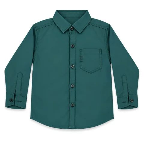 Boys Teal Green Paper Cotton Shirt