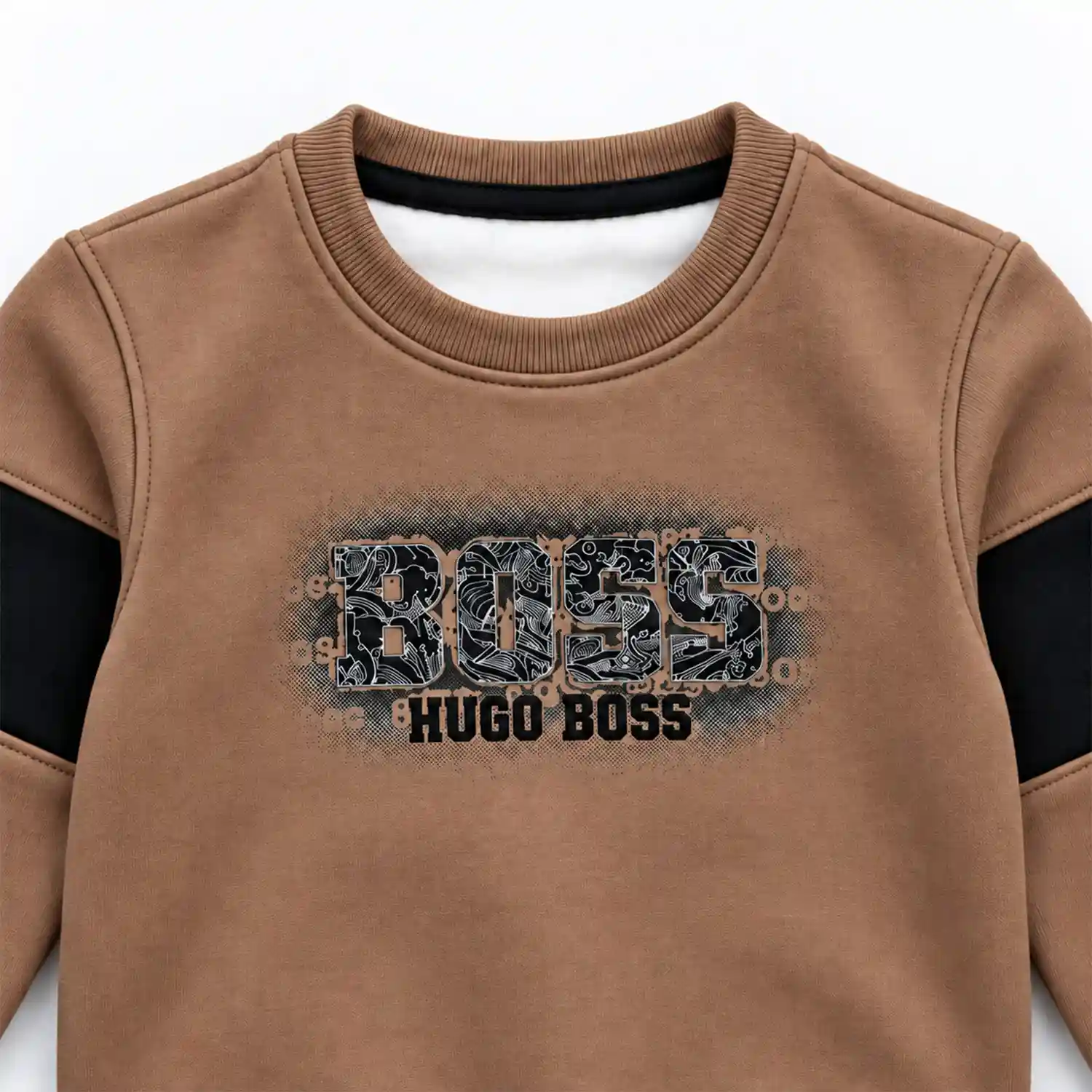 Boys Premium Hugo Boss Brown & Black Tracksuit Set - Image 3