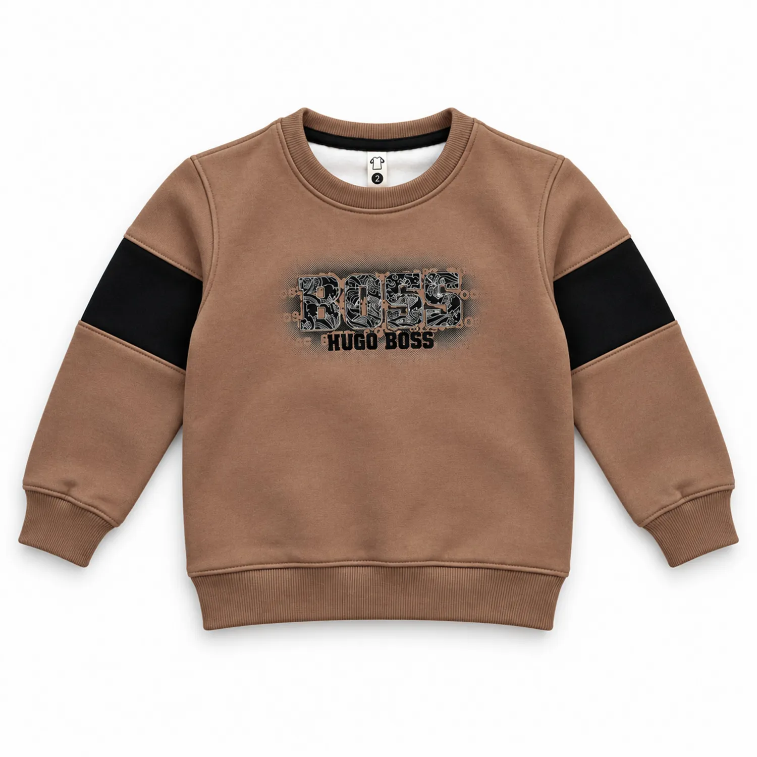 Boys Premium Hugo Boss Brown & Black Tracksuit Set - Image 2