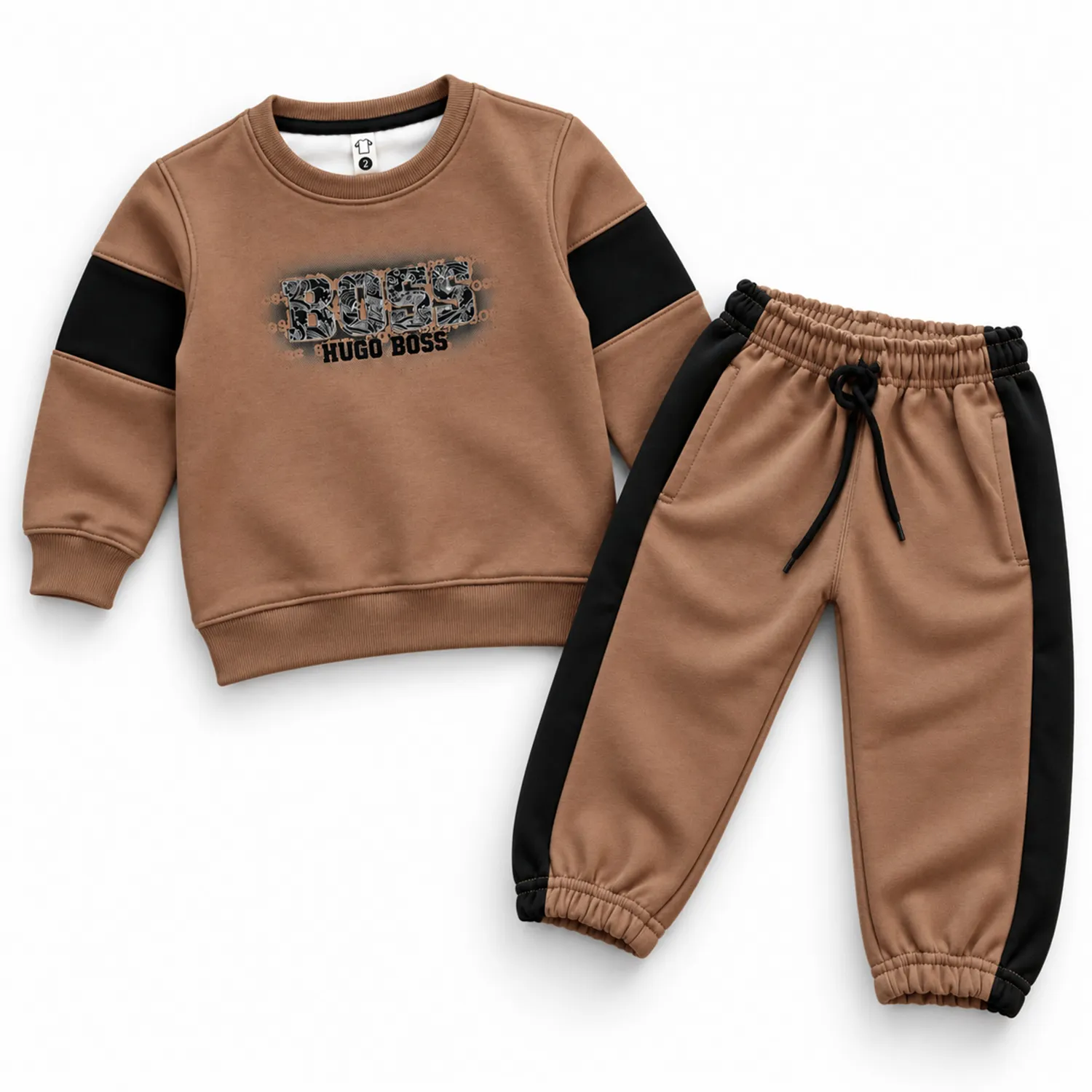 Boys Premium Hugo Boss Brown & Black Tracksuit Set