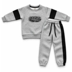 Boys Premium Hugo Boss Grey & Black Tracksuit Set
