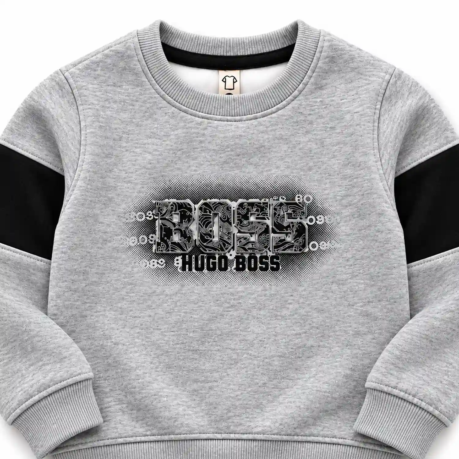 Boys Premium Hugo Boss Grey & Black Tracksuit Set - Image 2