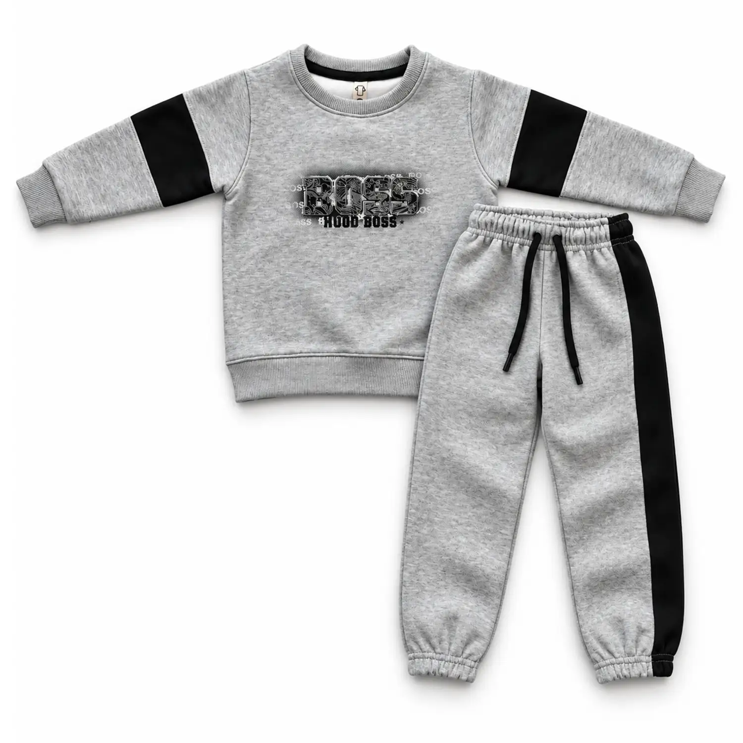 Boys Premium Hugo Boss Grey & Black Tracksuit Set