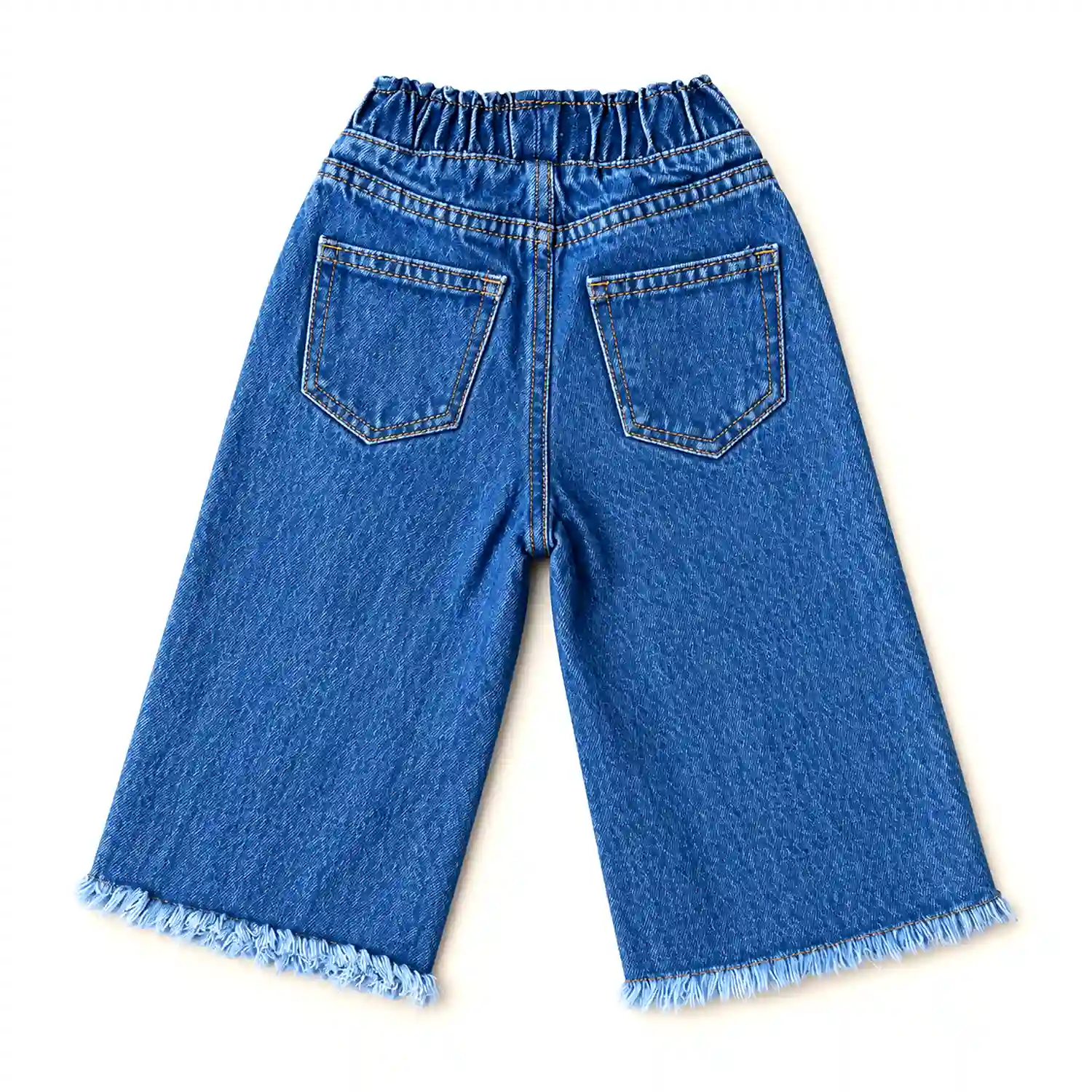 Girls Light Blue Baggy Denim Pant with Embroidery - Image 3