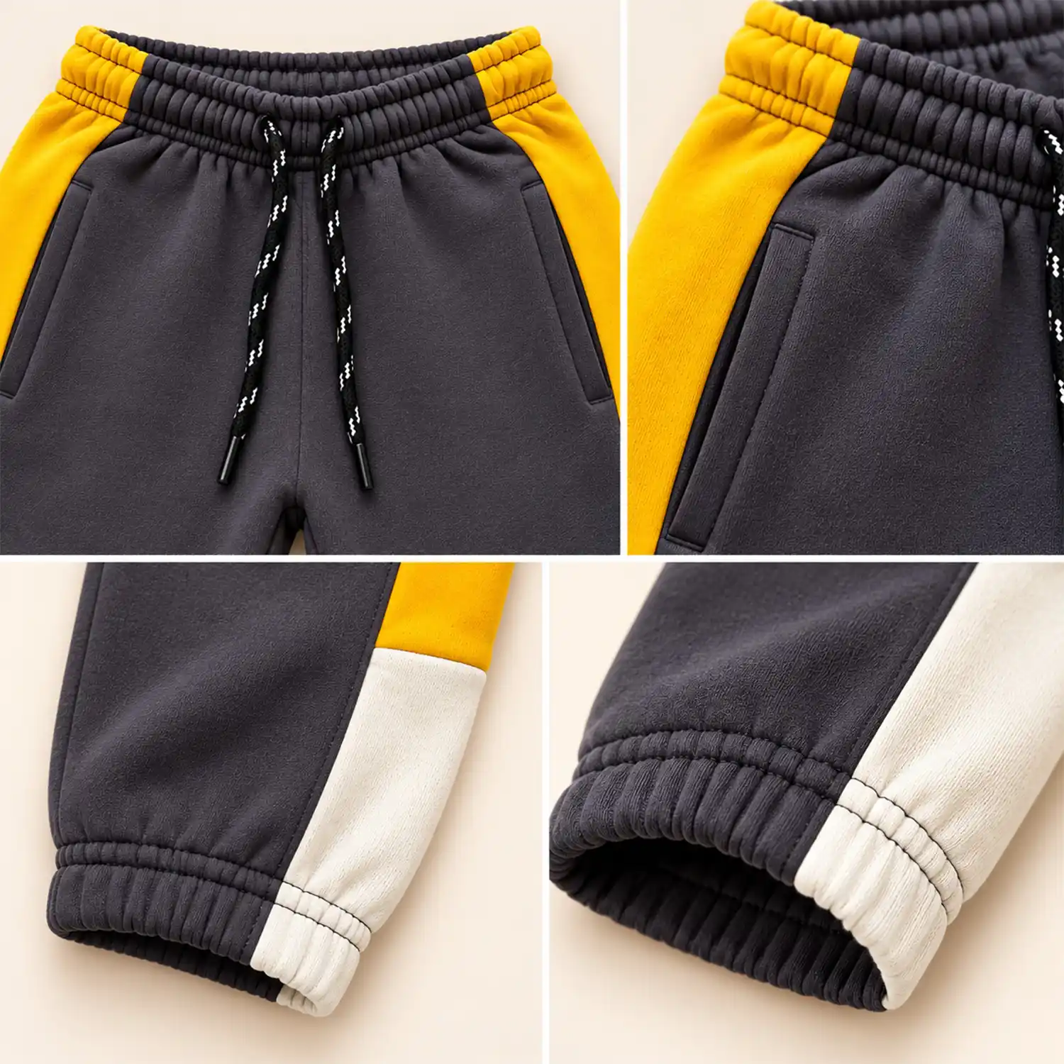 Boys Mustard Yellow & Charcoal Grey Los Angeles Tracksuit Set - Image 5