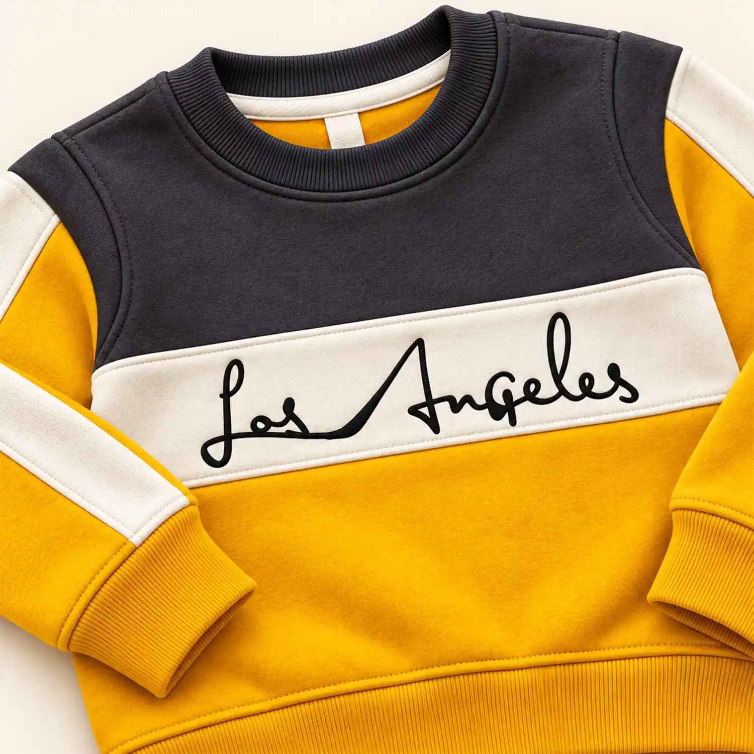 Boys Mustard Yellow & Charcoal Grey Los Angeles Tracksuit Set - Image 3