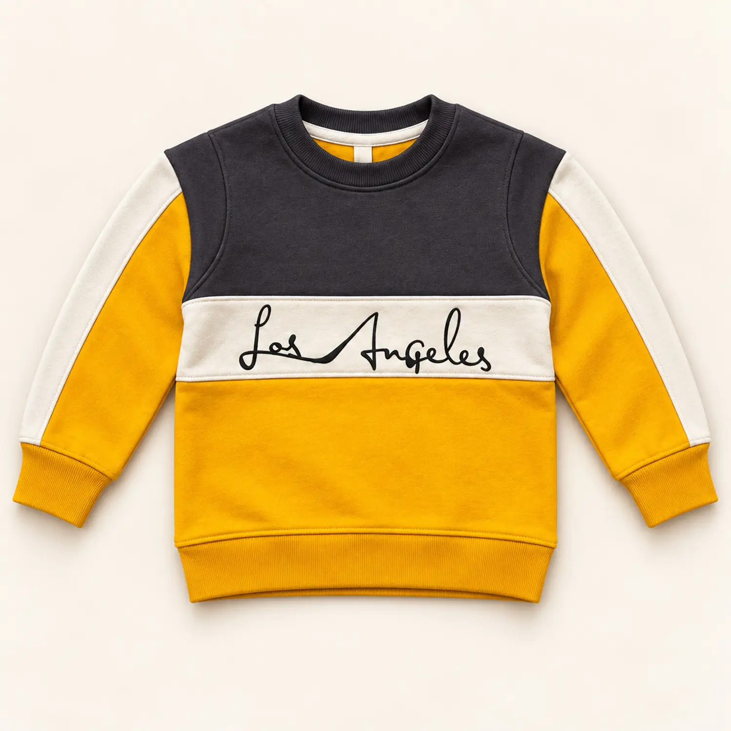 Boys Mustard Yellow & Charcoal Grey Los Angeles Tracksuit Set - Image 2