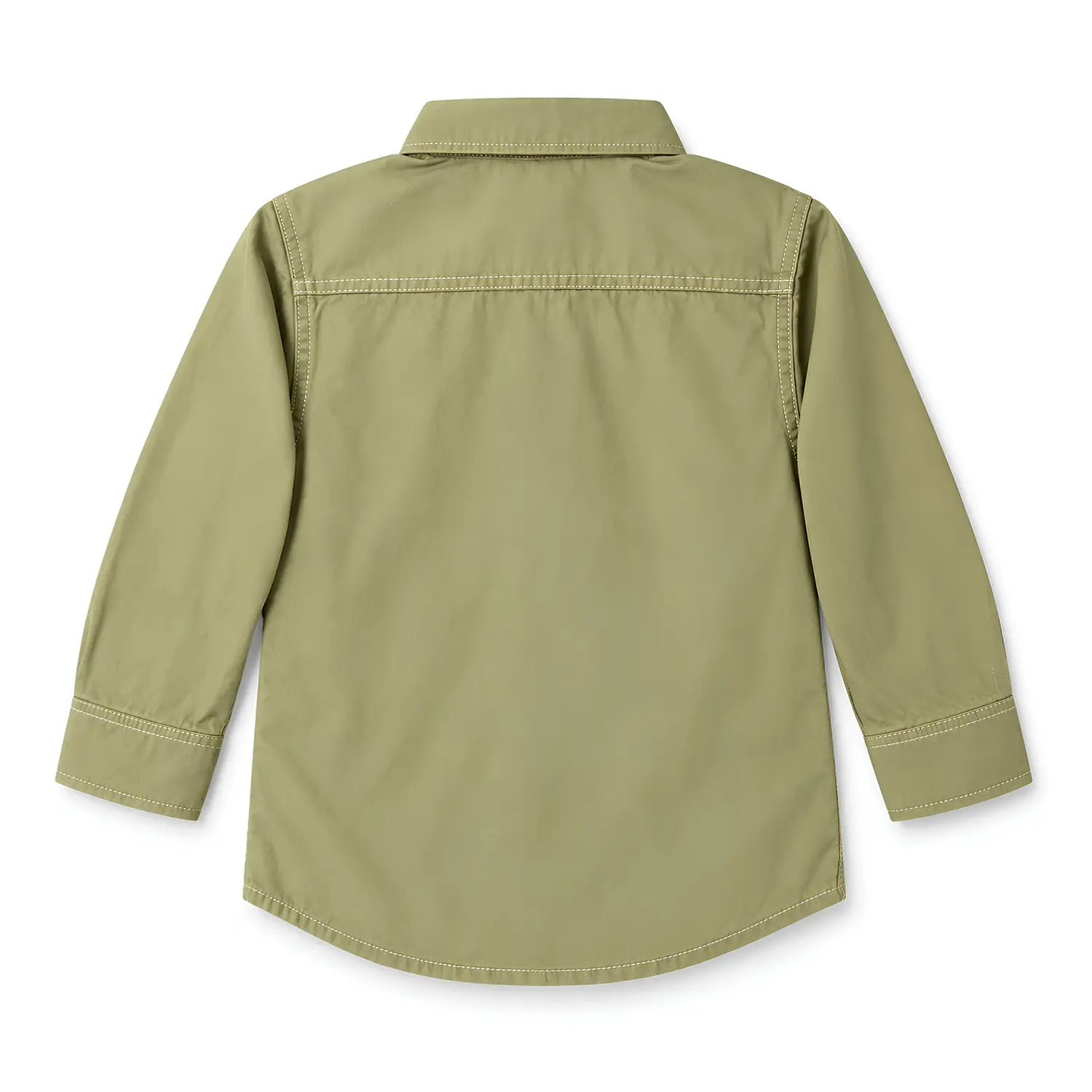 Boys Olive Green Paper Cotton Shirt - Image 2
