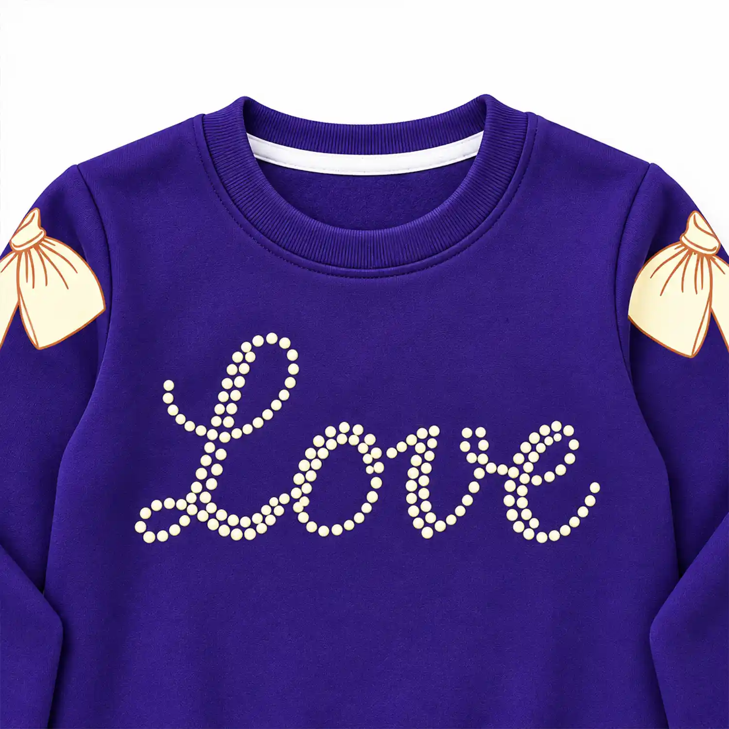 Girls Purple & Cream Stripes with Bow Tracksuit Set - Image 3