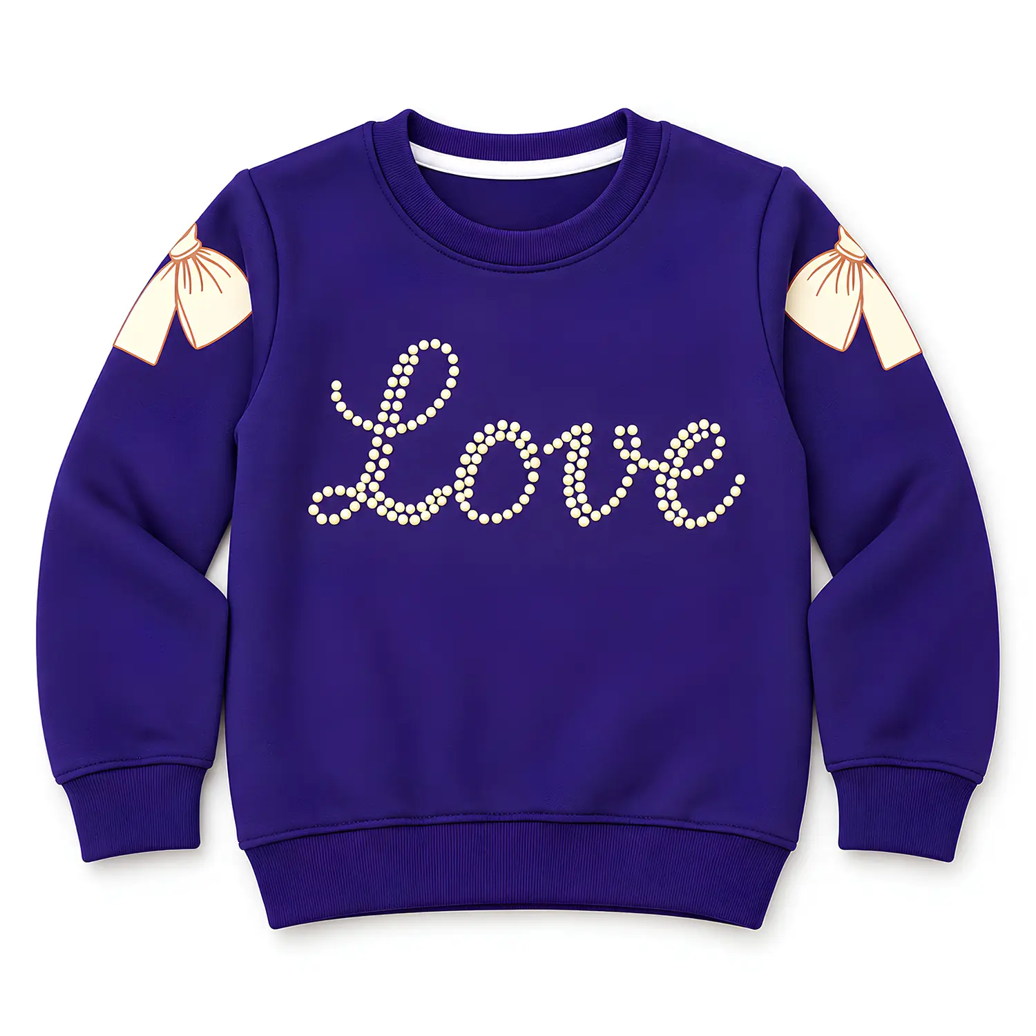 Girls Purple & Cream Stripes with Bow Tracksuit Set - Image 2