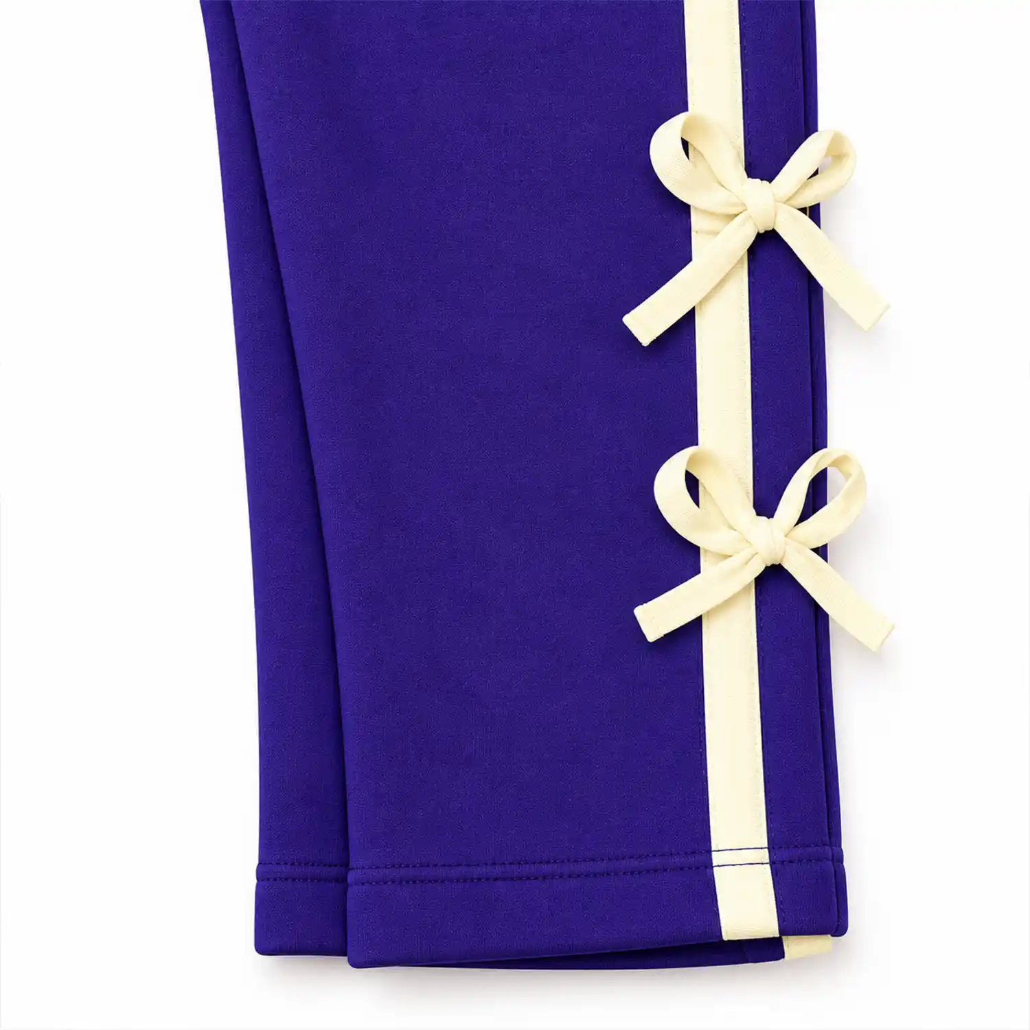 Girls Purple & Cream Stripes with Bow Tracksuit Set - Image 6