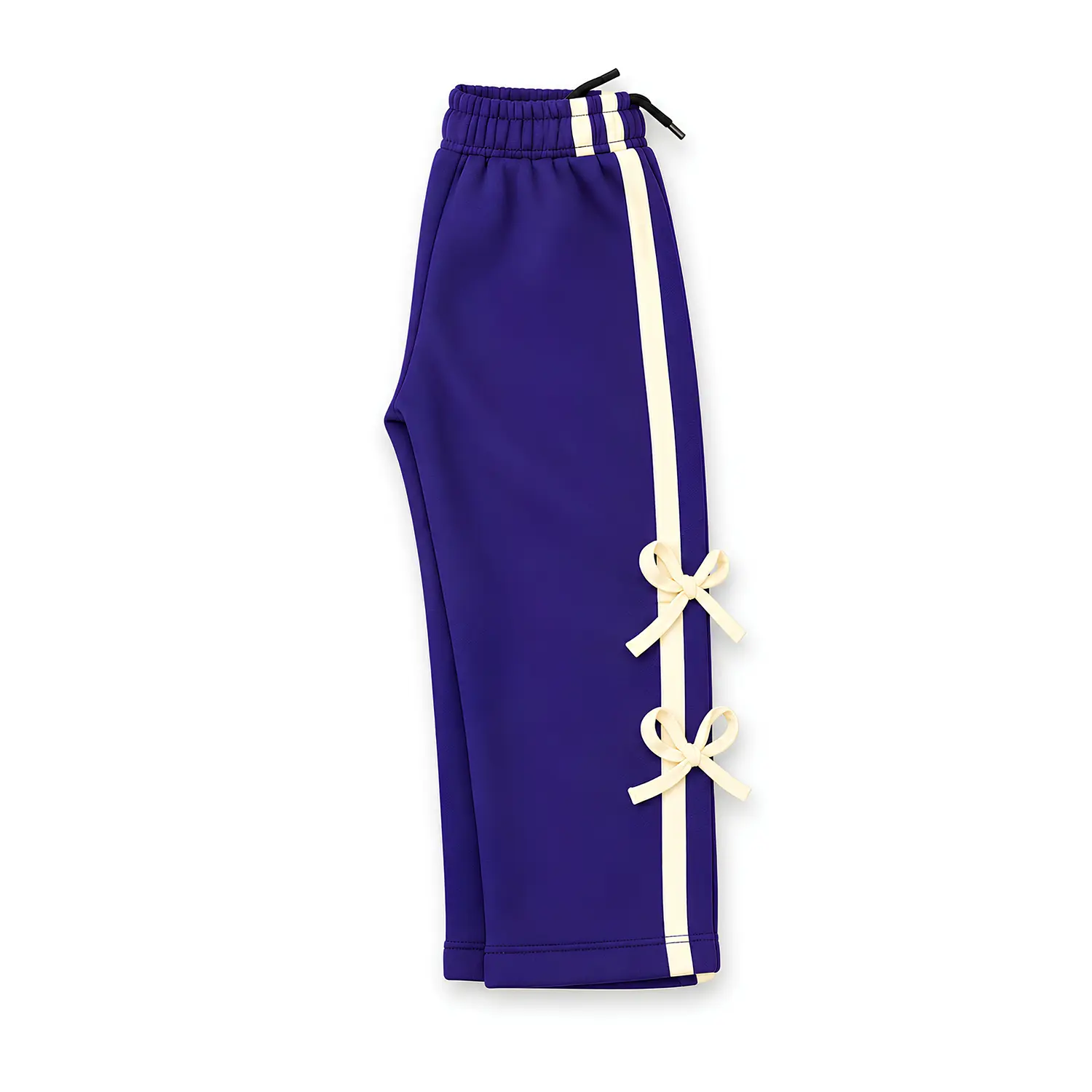 Girls Purple & Cream Stripes with Bow Tracksuit Set - Image 5