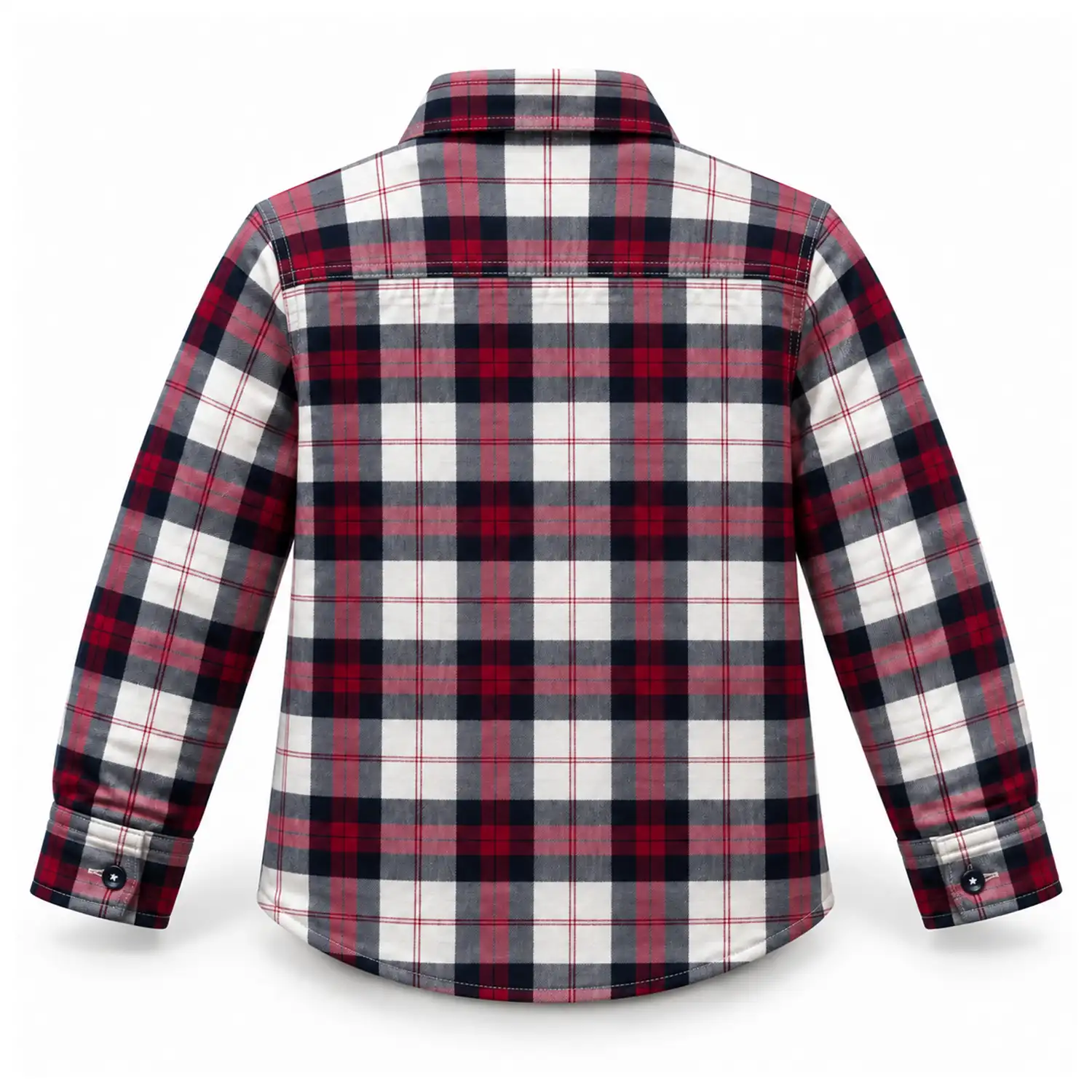 Boys Red White & Black Check Cotton Twill Shirt - Image 2